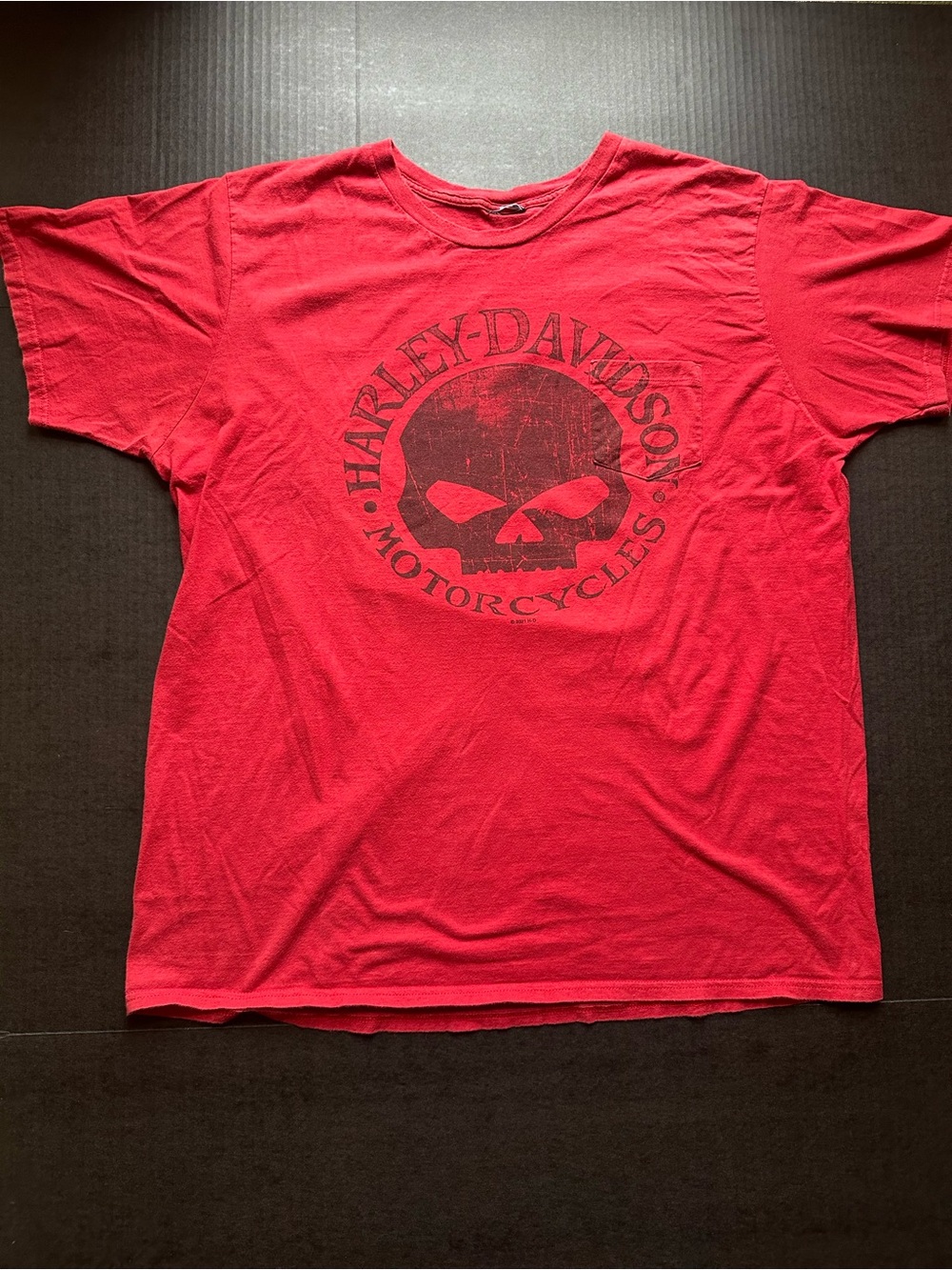 Harley-Davidson Red Tee with Black Skull Emblem